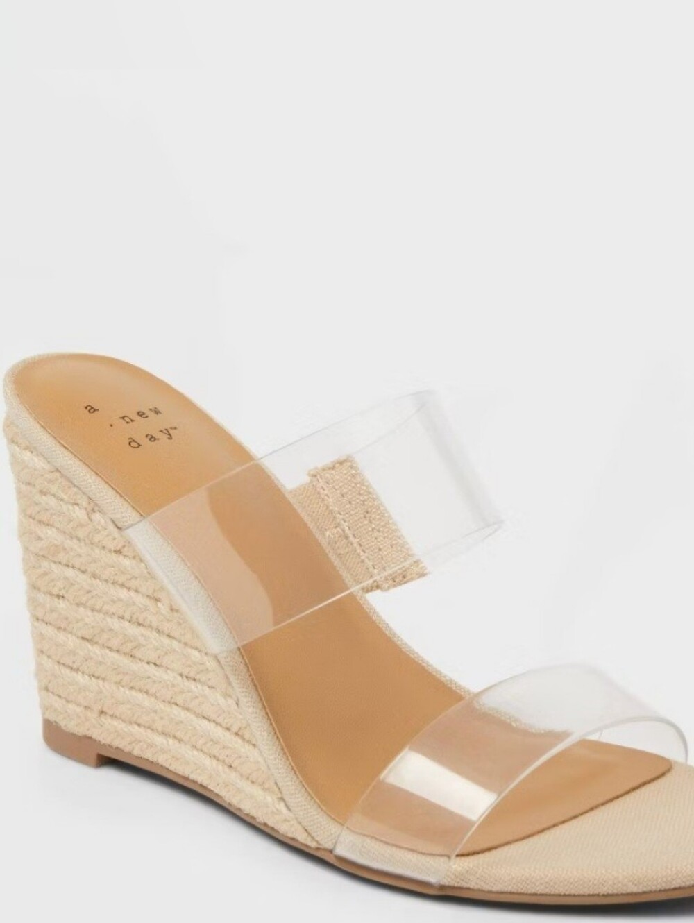 NWT a new day Ansel Clear Double-Strap Natural Espadrille Wedge Size 8 1/2